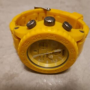 Yellow Analog Watch Nixon Minimalist Left Hand Chrono Silicone